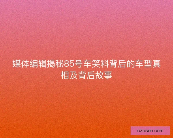 媒体编辑揭秘85号车笑料背后的车型真相及背后故事