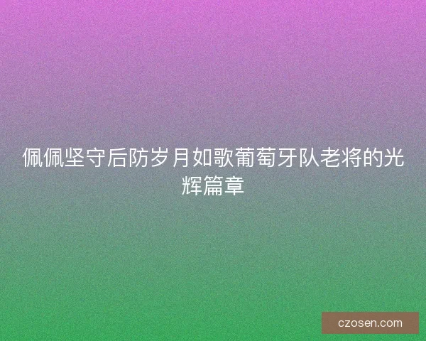 佩佩坚守后防岁月如歌葡萄牙队老将的光辉篇章 佩佩坚守后防岁月如歌葡萄牙队老将的光辉篇章